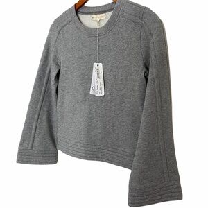 Indigenous Fleece Bell Sleeves Sweater Gray XS Organic Cotton Capsule NWT Peru